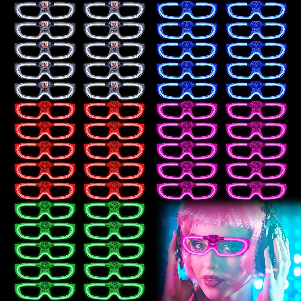 Glow Model 3 Different Functional Luminous Party Goggles Mixed Color 12 Pcs