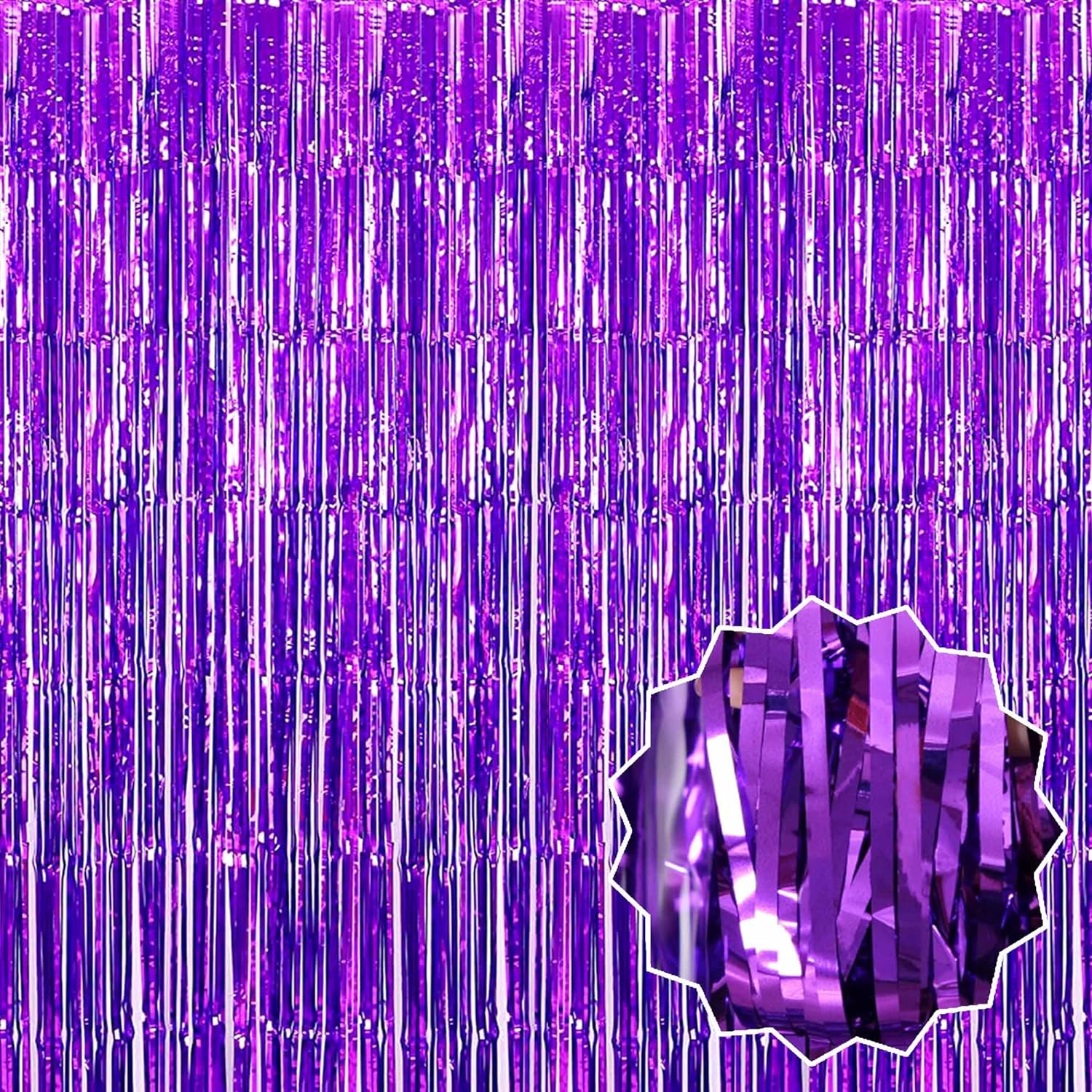 Purple Color Extra Metalized Shiny Fringed Backdrop Curtain Imported A Quality 1x2 Meters