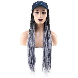 Navy Blue Hat Look Mesh Wig / Black / Light Gray Ombré