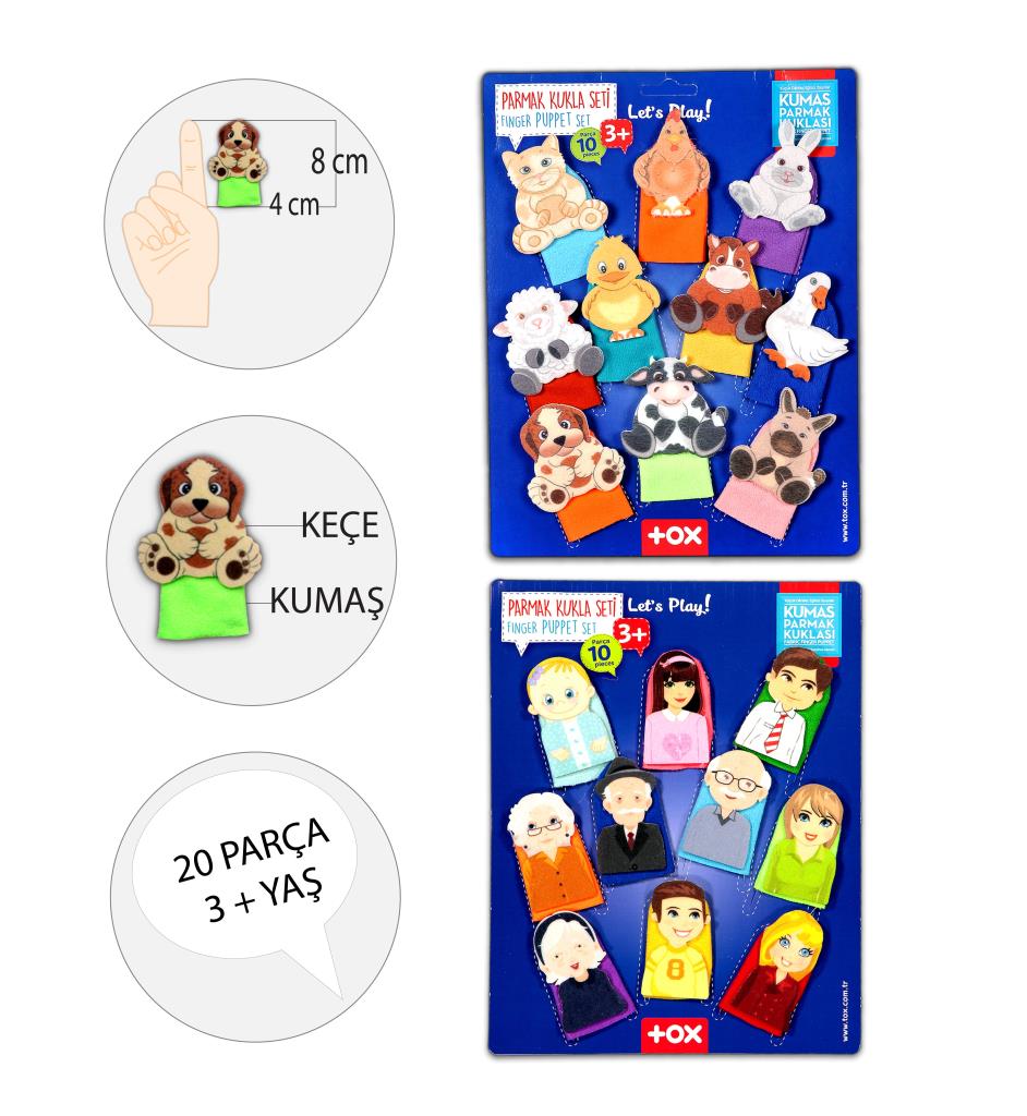 2 Sets - 20 Pieces Pets and Family Members Finger Puppet