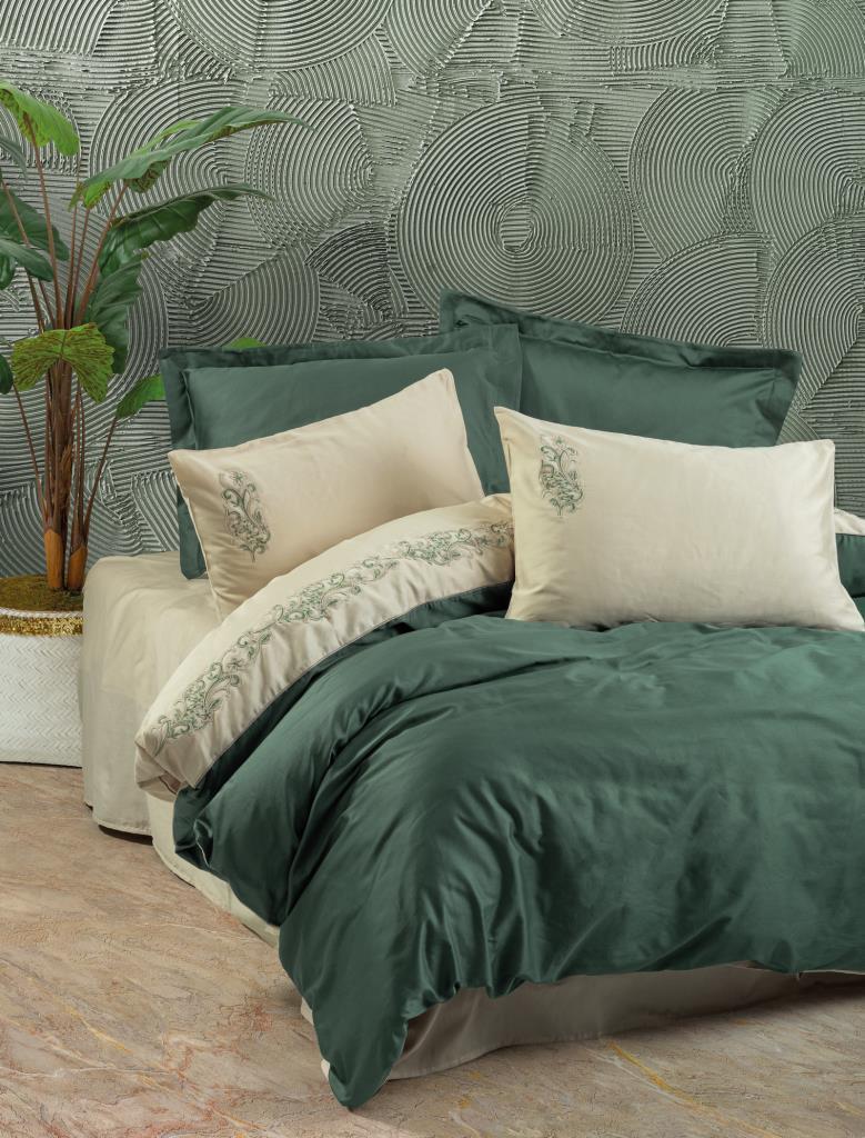 Embroidered Double Sateen Duvet Cover Set Andy Green