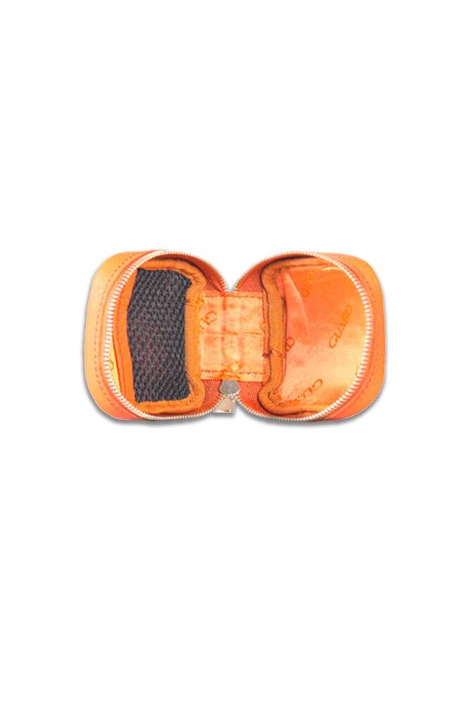 Orange Zippered Leather Mini Accessory Bag