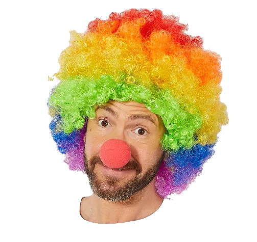 Colorful Rainbow Afro Bonus Wig and Red Color Sponge Nose 120 gr