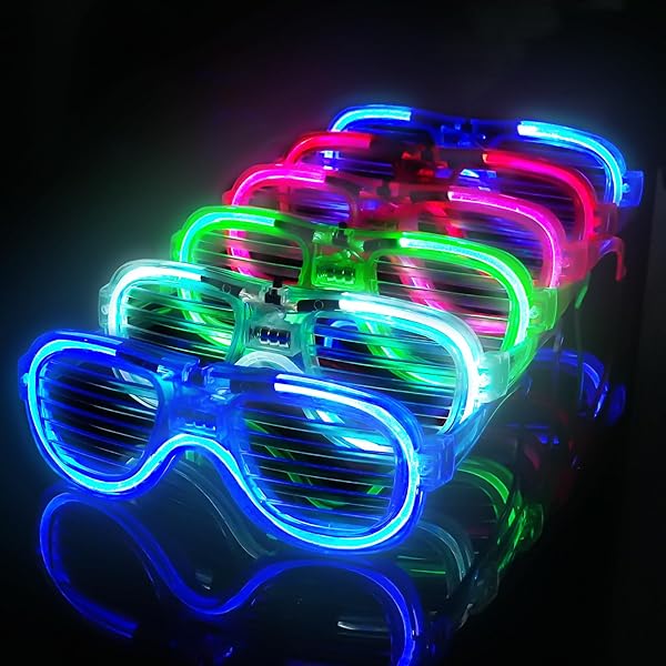 Glow Model 3 Different Functional Lighted Blinds Party Glasses Mixed Color 12 Pcs