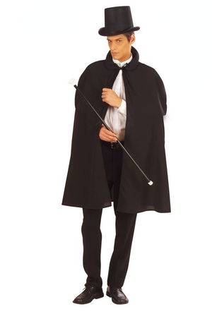 Black Magician Cloak 120 cm and Magician Hat 12 cm Adult Size