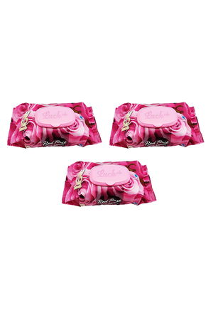 3 Pack Red Rose Wet Towel Wipes 90Pcs With Lid Rose Scented