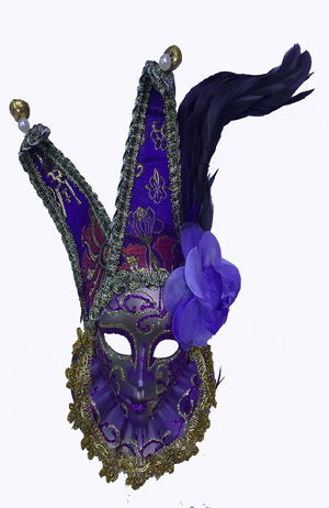 Decorative Feather Ceramic Mask Purple Color with Rattle