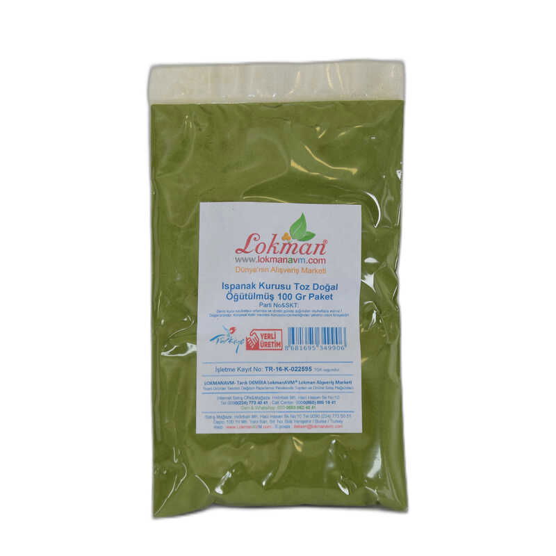 Dried Spinach Powder Natural Ground 100 Gr Package