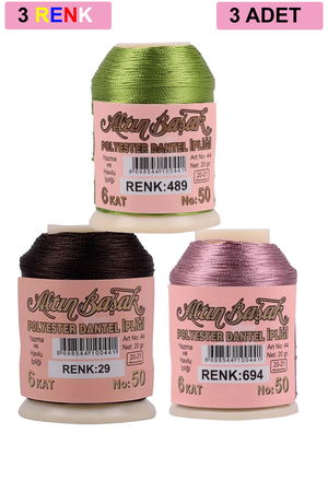 3 Pieces Altinbasak Oya and Lace Floss 20 gr - Turk - No: 029 - 694 - 489