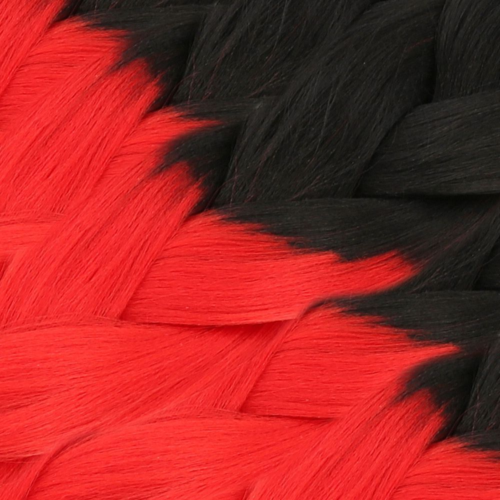 Afro Braiding Synthetic Color Transition Hair 100 Gr. / Black / Red