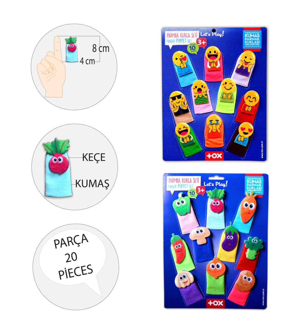 2 Sets - 20 Pieces Emojis and Vegetables Finger Puppet