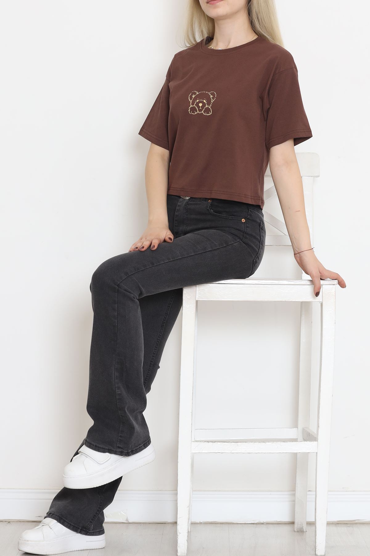 Crew Neck Crop T-Shirt Coffee