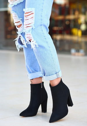 Black Suede Heeled Boots