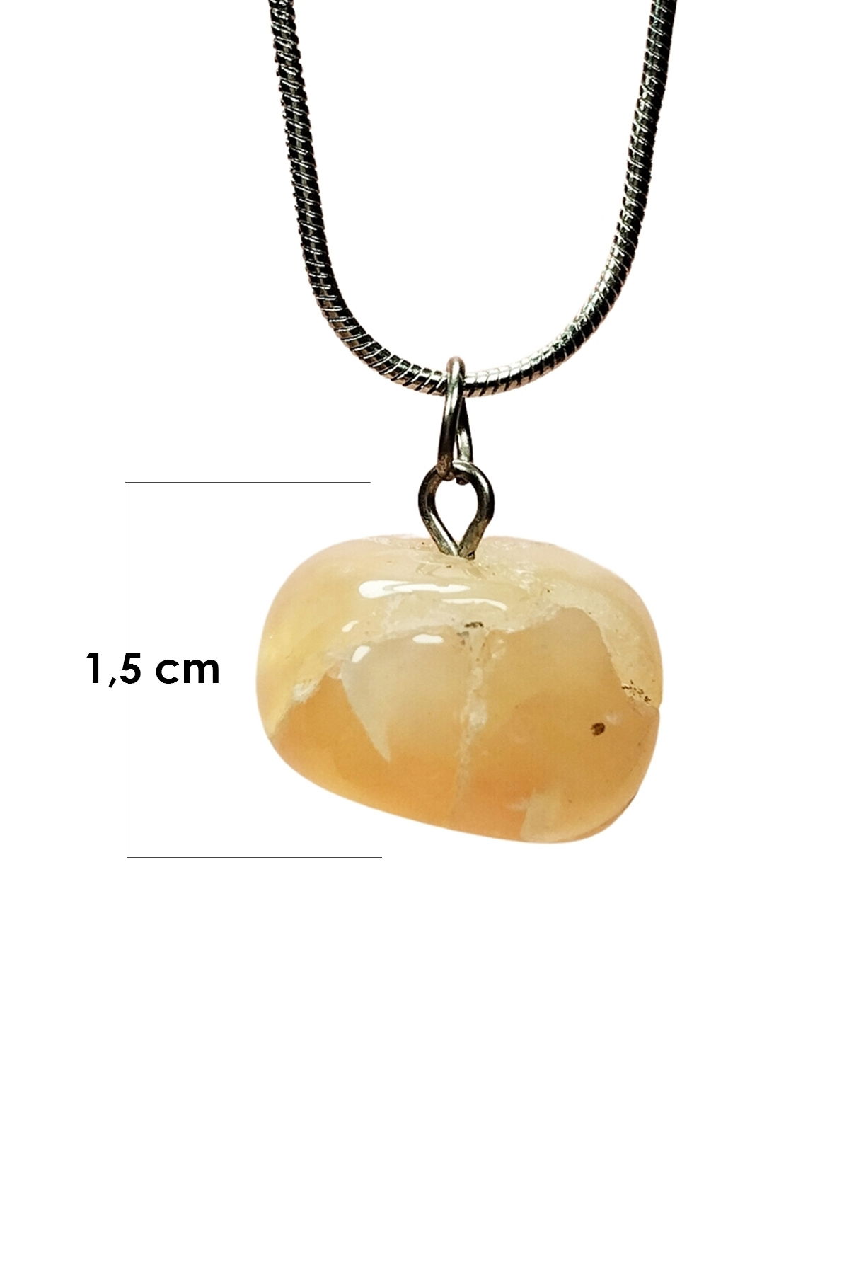 Calcite Natural Stone Handmade Pendant with Chain: 1.5 cm Chain: 20 cm Boxed