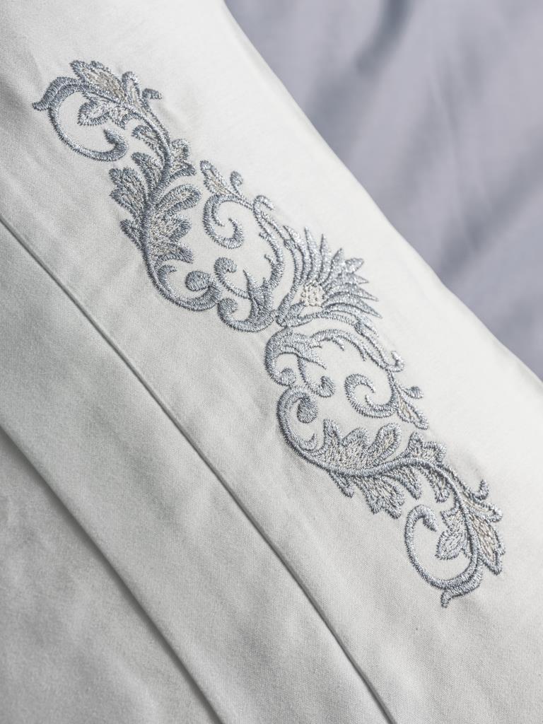 Embroidered Double Satin Duvet Cover Bianna Gray