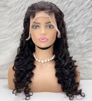 Real Hair Front Lace Tulle Wig / Super Intense Wavy / Natural 65/70cm