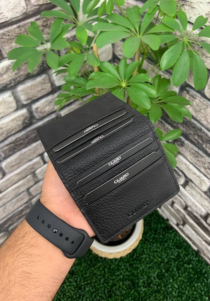 Black Patented Design Leather Card Holder