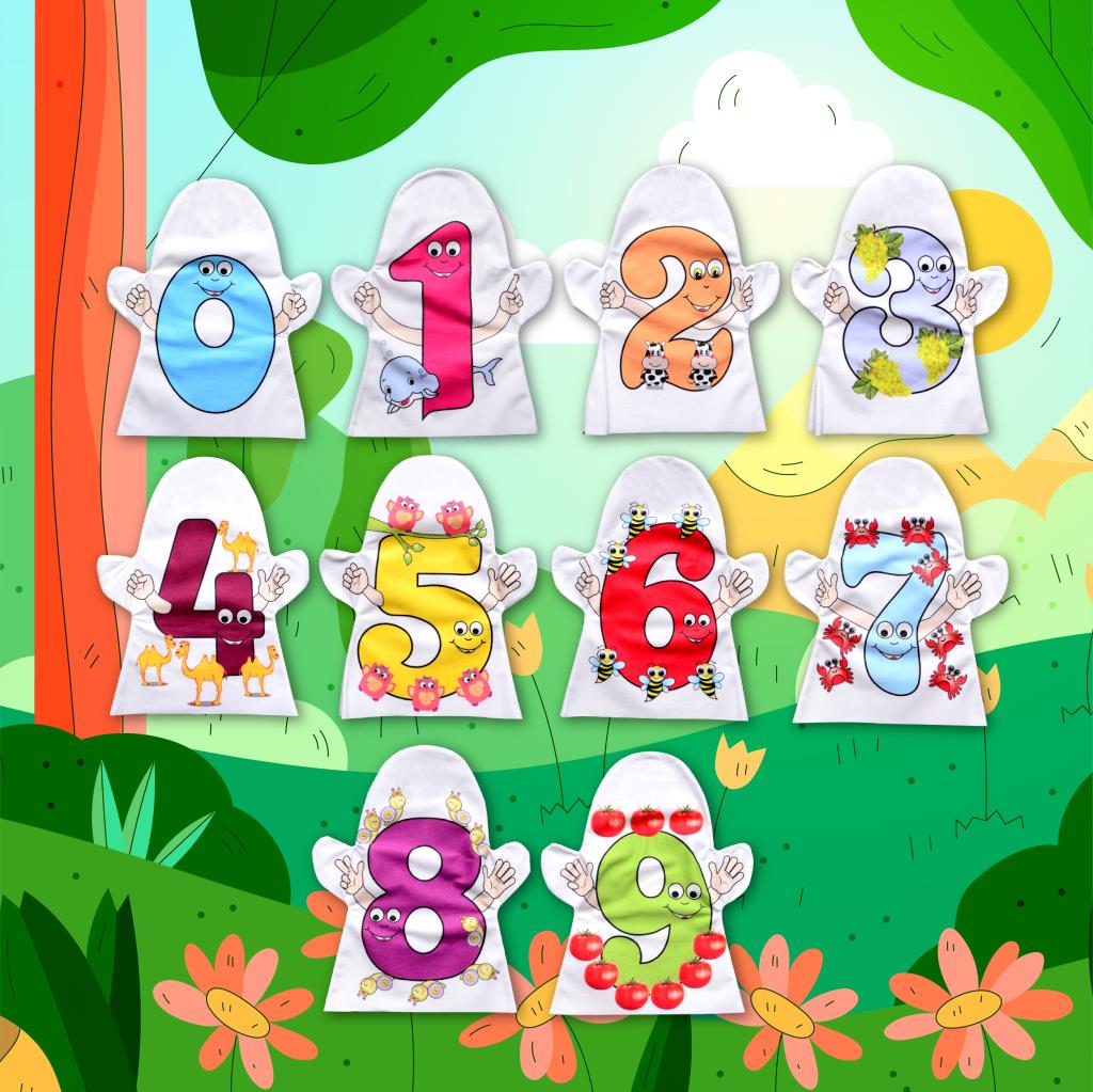 10 Piece Numbers Hand Puppet Set