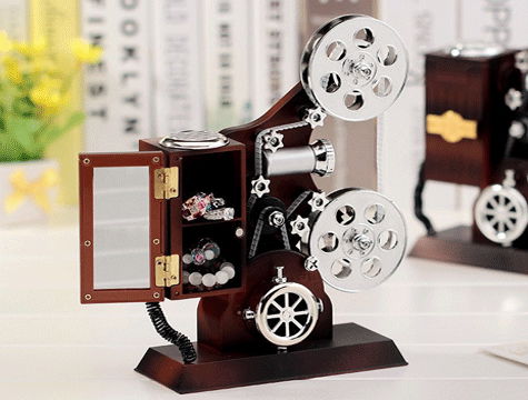 Projector Shaped Jewelry Music Box with Drawers