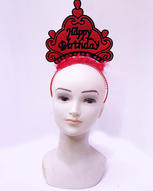 Happy Birthday Neon Red Color Birthday Crown 24x15 cm