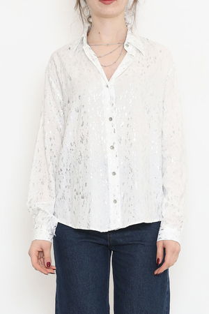 Patterned Foil Shirt White-Silver