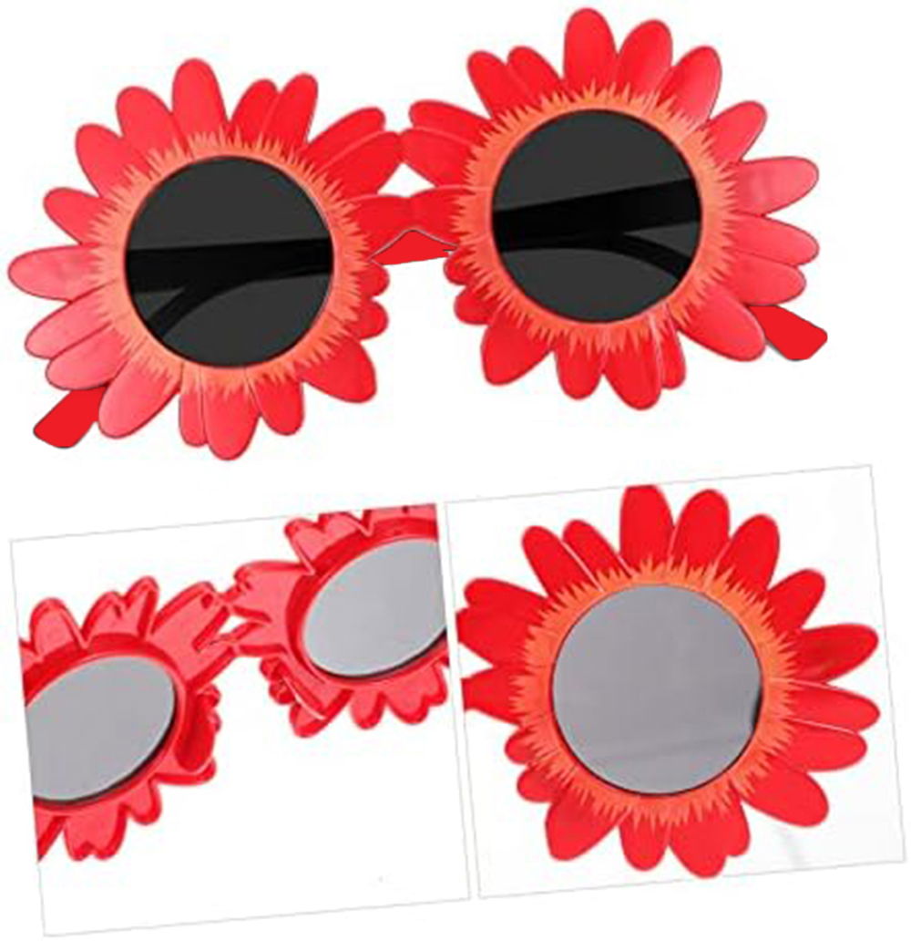 Red Color Daisy Shaped Party Glasses 18x10 cm