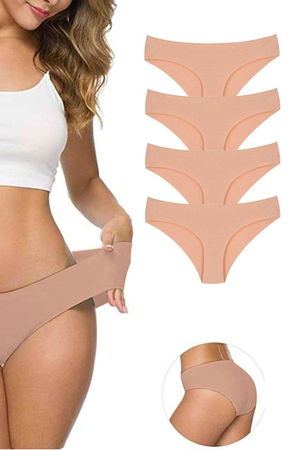 4Pcs Women's Seamless Laser Cut Stretchy Non-marking Panties Skin