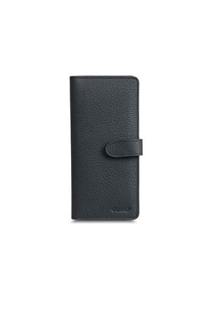 Matte Black Leather Phone Wallet with Card and Money Slots