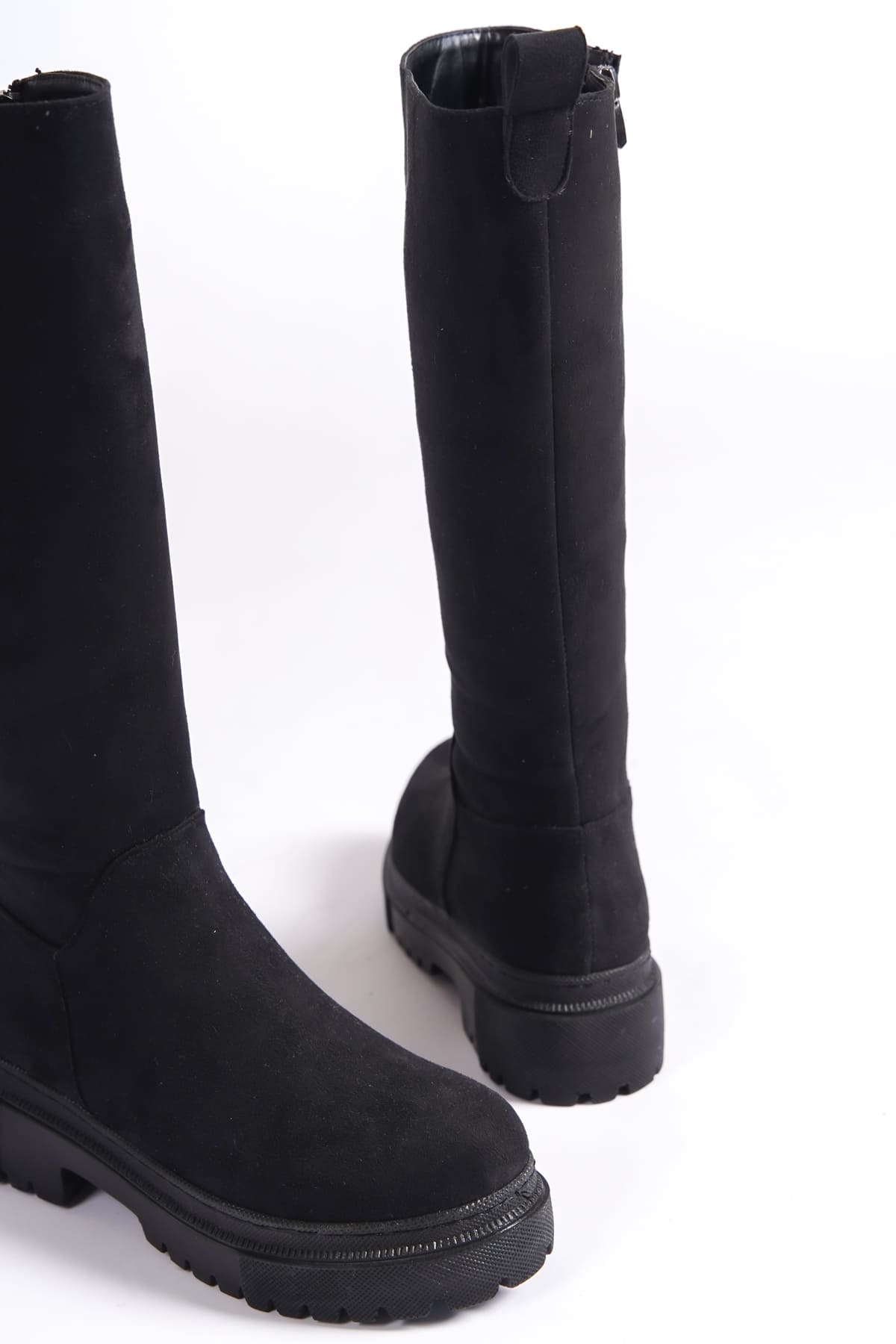 CLZ948 Lace-up Zippered Suede Orthopedic Sole Water and Cold Resistant Women's Boots ST Black