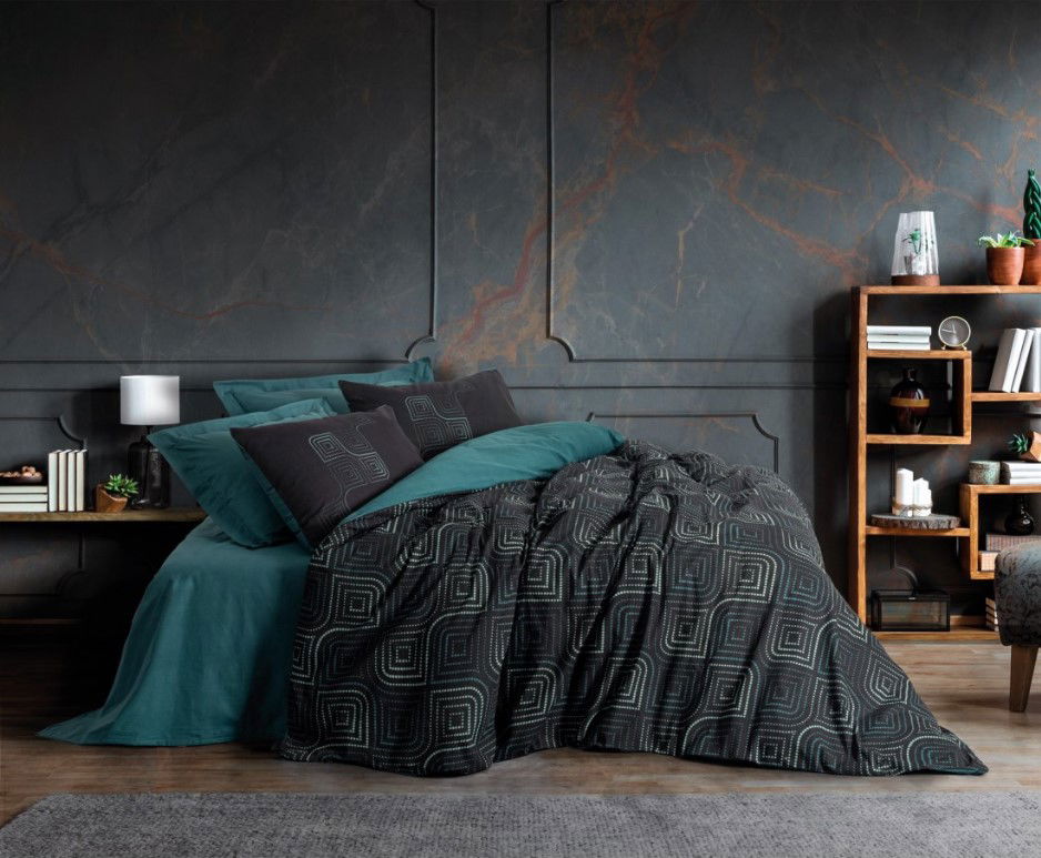 Dark Double Duvet Cover Noche Petrol