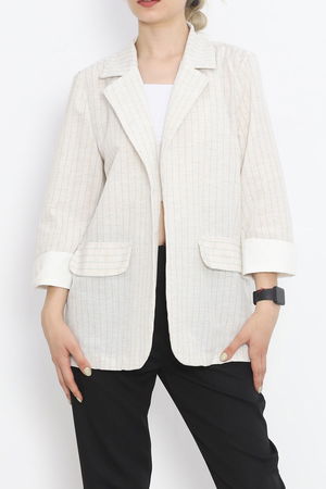 Striped Linen Jacket Stone Green