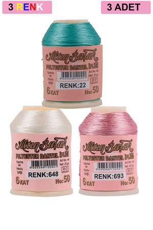 3 Pieces Altinbasak Oya and Lace Floss 20 gr - Turk - No: 648 - 693 - 022