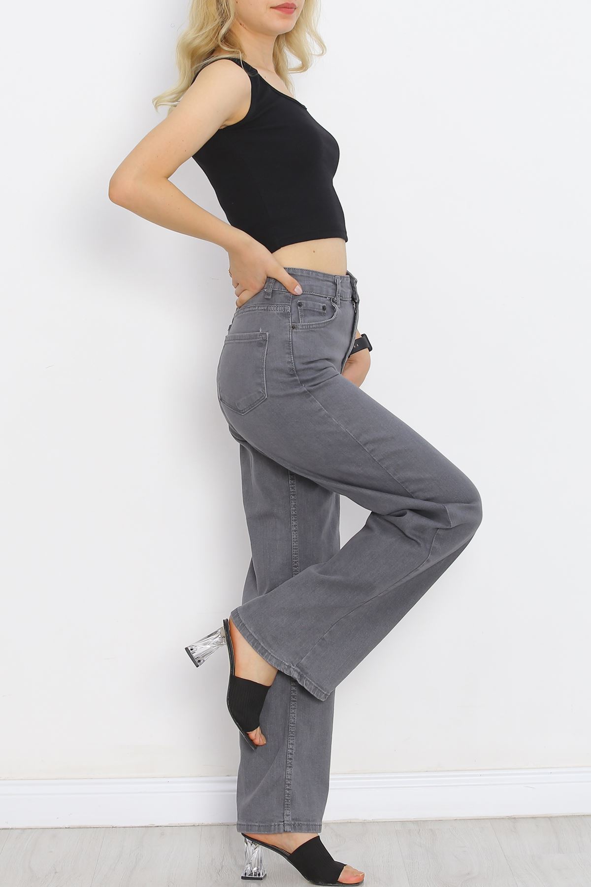 Palazzo Jeans Pants Light Smoked