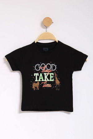 1-4 Years Printed Kids T-Shirt Black