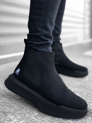 Men's High Sole Black Sole Sport Boots with Lace-Up Straps