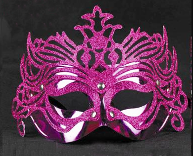 Metallic Fuchsia Pink Color Masquerade Butterfly Glitter Party Mask 23x14 cm