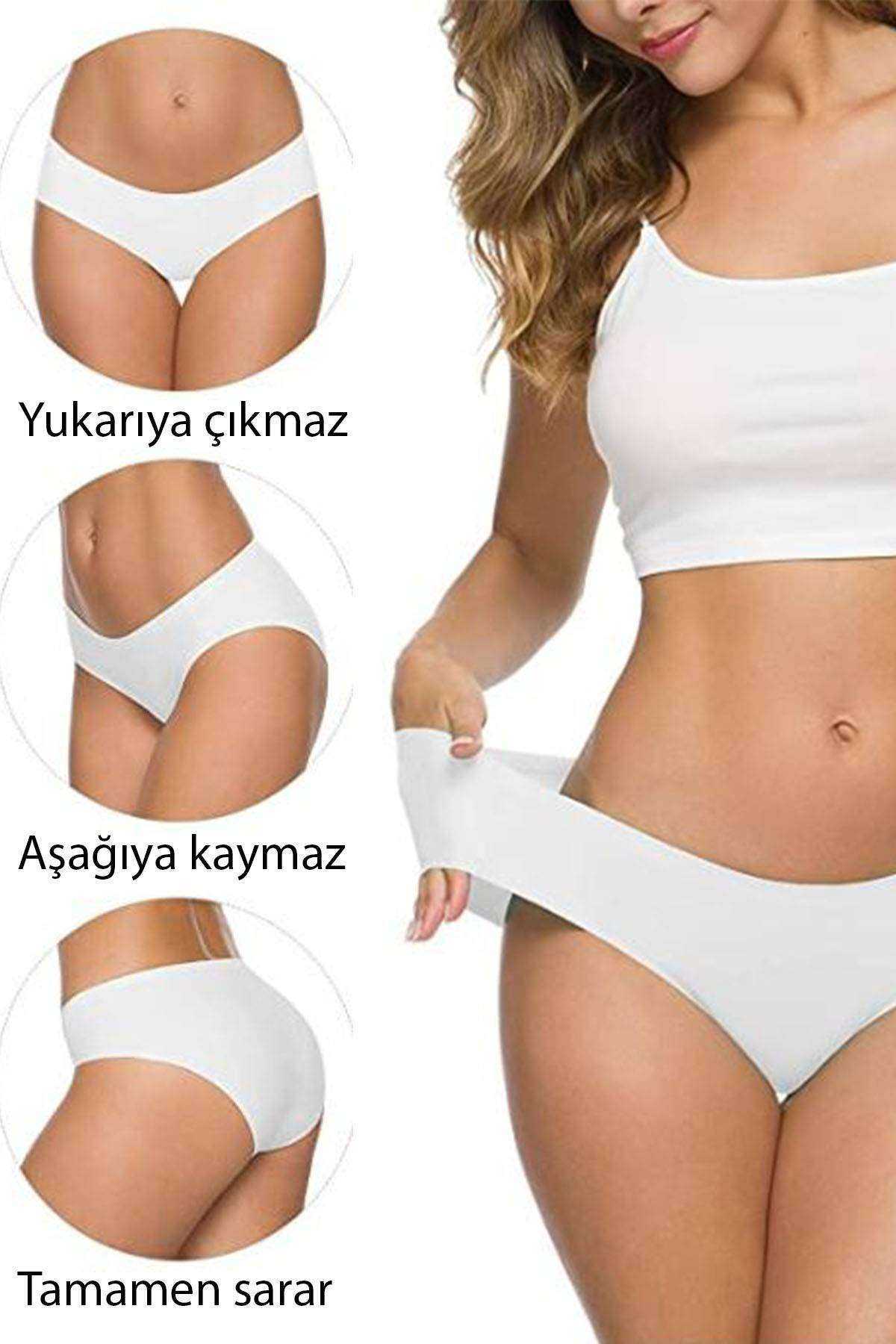 2Pcs Women's Seamless Laser Cut Stretchy Non-marking Panties White