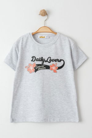 8-12 Years Printed Kids T-Shirt Gray