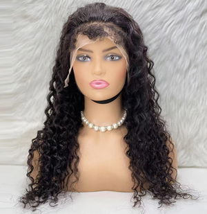 Real Hair Front Lace Tulle Wig / Fluffed Afro / Natural 65/70cm