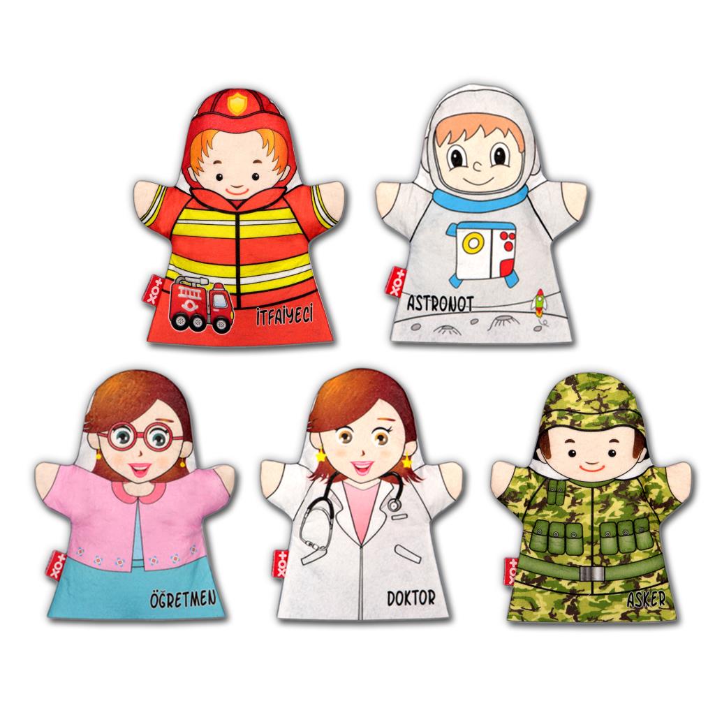 5 Piece Professions Hand Puppet Set , Educational Toy