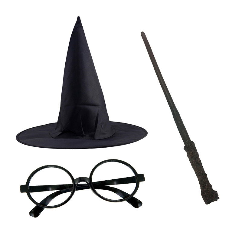 Harry Potter Black Hat Harry Potter Goggles Harry Potter Wand Set of 3