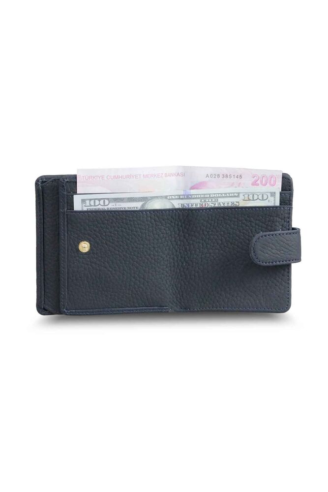 Navy Blue Matte Multi-Compartment Stylish Leather Ladies Wallet