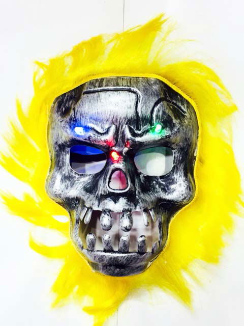 Halloween Halloween Lighted Skull Mask with yellow hair