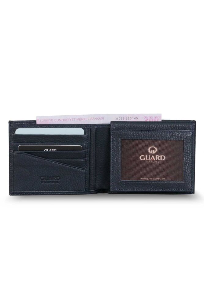 Navy Blue Horizontal Leather Men's Wallet