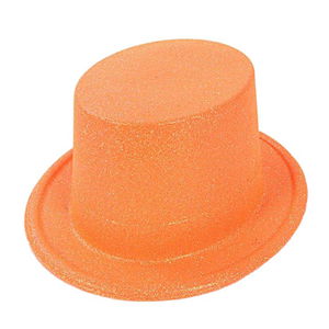 Fluorescent Orange Color Silvery Long Trilby Bowler Hat 12 cm