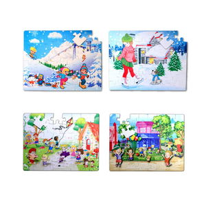 4 Set - 96 Piece Winter and Playground 5+ Felt Jigsaw Puzzle - 5 Year Old Puzzle