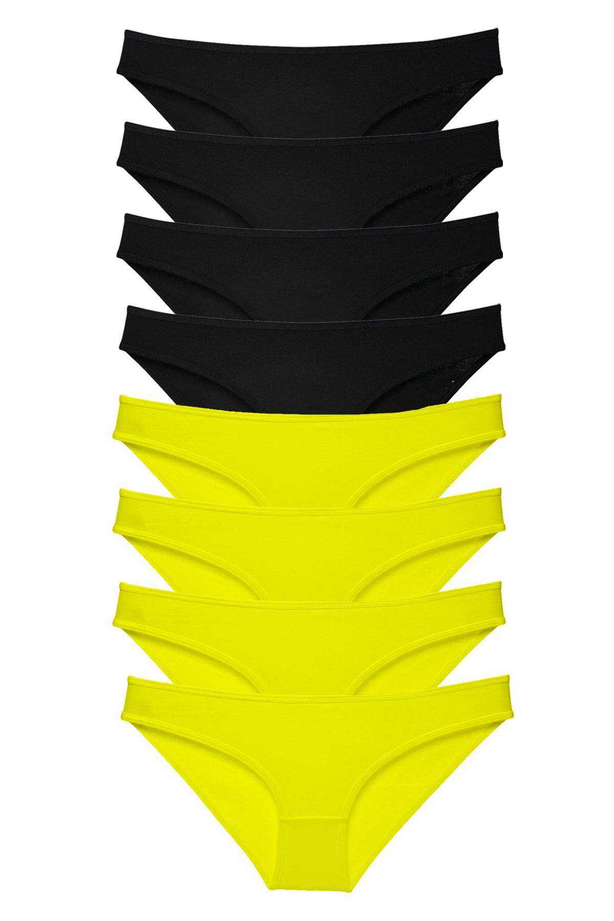 8pcs Super Eco Set Lycra Women Slip Panties Yellow Black