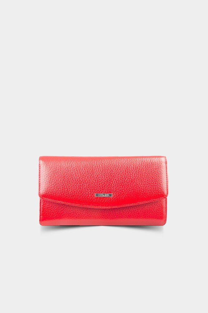 Red Zippered Leather Ladies Wallet