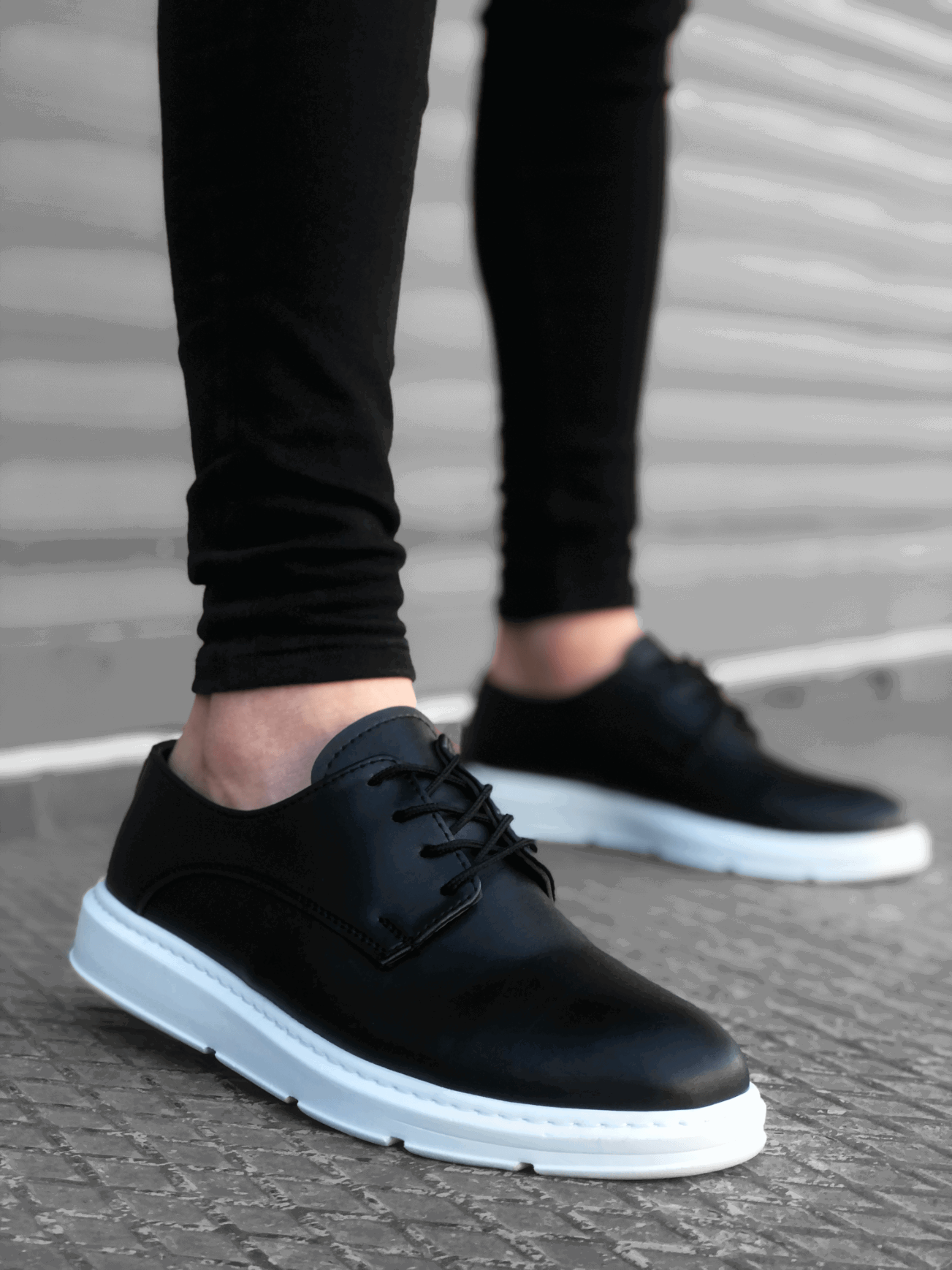 Lace-up Classic Black White High Sole Casual Men's Shoes