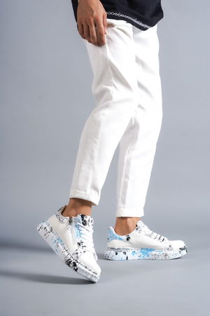 Crocodile White Blue Men's Shoes